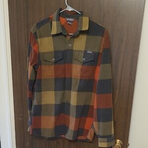 Eddie Bauer Green and Orange Flannel Shirt